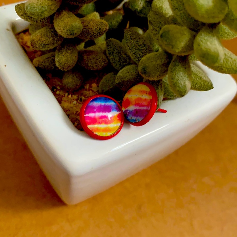 🆓 with Bundle 🆕PRIDE Design Post Glass Cabochon Earrings